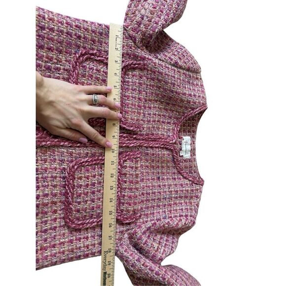 By Anthropologie Slim Tweed Jacket Pink size S Blazer - Picture 6 of 15